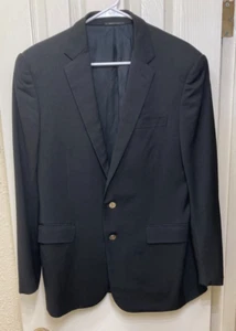 Men's Black Wool Silver Button Blazer, Ralph Lauren Black Label, Italy Made, 42R - Picture 1 of 11