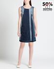 RRP€280 JACOB COHEN Denim Trapeze Dress Size S Blue Colour Block Made in Italy