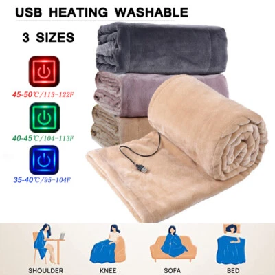 Warm Mattress Shawl Throw USB Electric Heated Over Blanket Fleece Washable UK - Image 1 of 4