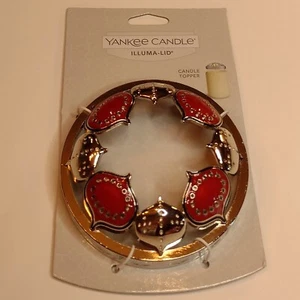 Yankee Candle Illuma-Lid Christmas Holiday Ornaments Red Enamel & Chrome New NIP - Picture 1 of 5