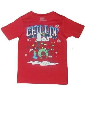 Peanuts Snoopy Christmas CHILLIN T Shirt Boys Girls Size S (6-7) Red - Image 1 of 2