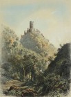 COCHEM - Ruine Winneburg - Visbourg (Moselle) - kolorierte Lithographie, 1840