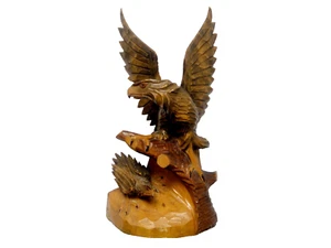 Vintage soviet wooden bird figurine, carved eagle - Picture 1 of 7