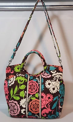 Bolso de Hombro Vera Bradley Dos Vías 2013 Rosa Marrón Verde Lola Cartera de Viaje Foto 1 de 4