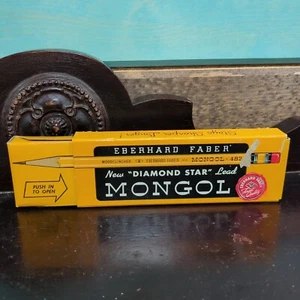 Lápices Eberhard Faber Mongol 482 # F "Diamond Star" en caja deslizante 10 nuevos - Imagen 1 de 9