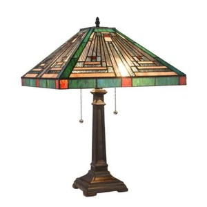 CHLOE Lighting INNES Tiffany-Stil schwärzliche Bronze 2 Lichter Tischlampe 16" Schirm - Bild 1 von 5