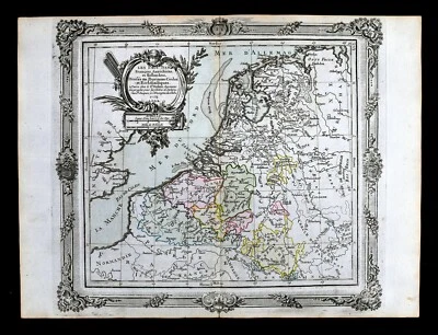 Mapa Brion 1766 Bélgica Bruselas Lille Lieja Anvers Mons Países Bajos Holanda UE Foto 1 de 4