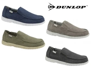 Dunlop Mens Soft Padded Casual Comfy Canvas Slip On Lightweight Outdoor Shoes - Picture 1 of 5