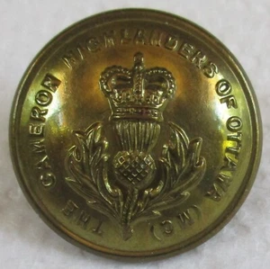 British Made:"CAMERON HIGHLANDERS OF OTTAWA BRASS BUTTON" (25mm, QEII, 1950's) - Picture 1 of 3