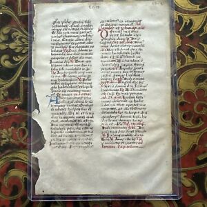c 1380-1425 MEDIEVAL ILLUMINATED MANUSCRIPT, BREVIARY LEAF -  FRANCE DOCUMENT