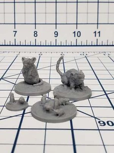 Rats! Set of 4 Minis - DND - Pathfinder - RPG - Dungeon & Dragons - Miniature - - Picture 1 of 2
