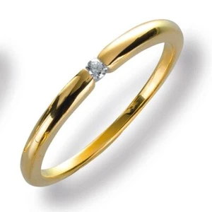 Women's Ring Yellow Gold 585 Brilliant 0.03 ct. Gold Diamond Viola Luxury 20 - Picture 1 of 2