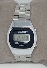 Mens Vintage Delphi Silver Tone Digital Watch F3