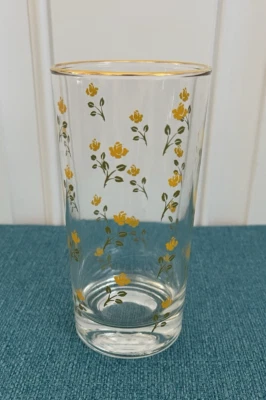 Редкие винтажные стаканы для чая со льдом желтые розы MCM золотой ободок стакан барная стойка набор из 8 - Изображение 1 из 4