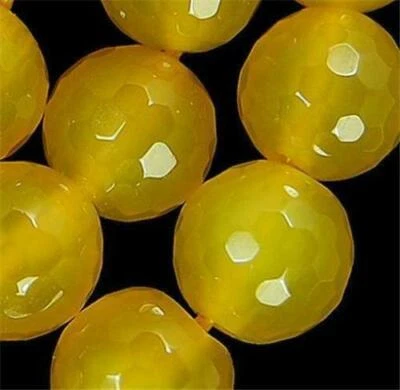 Cuentas sueltas redondas de topacio amarillo raro facetado de 10 mm de 15"" Foto 1 de 3