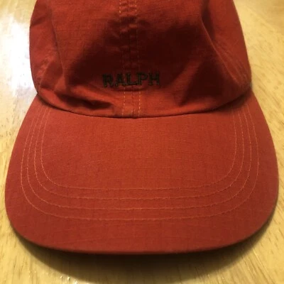 Ralph Lauren Naranja Rojo Sombrero Verde Logo Simple Ajustable Espalda 100% Algodón Usado en Excelente Condición Foto 1 de 4