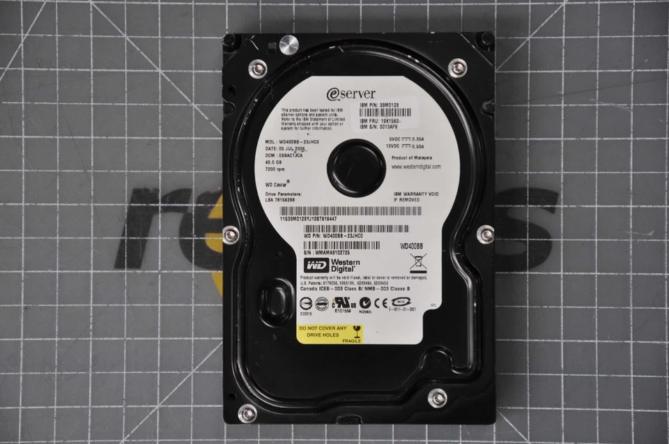 WESTERN DIGITAL IBM 40GB 7.2K RPM IDE 3.5" Hard Disk Drive (HDD) GRADE B 39M0129 - Image 1 of 3