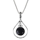 925 Oxidised Silver Black Drop Pendant With Box Chain For Girls & Womens