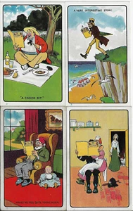 4 Comic Werbepostkarten für die englische Zeitung "Weekly Telegraph" - Bild 1 von 2