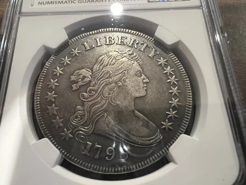 1796 Draped Bust Silver Dollar $1 Small Eagle Coin - Certified NGC XF Repaired Cover