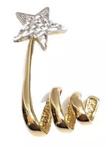 FINE 14K Solid Gold Two Tone 3D Palm Tree Slide Pendant Charm Shooting Star 2.4g - Picture 1 of 8