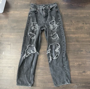 BDG Jeans Womens 29 Black Denim High Rise Ripped Distressed Baggy Jean - Picture 1 of 6