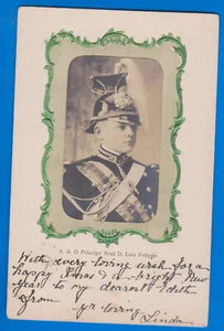 D. Luiz Felippe Prinz Principe de Portugal Royalty (maximal mit Stempel D. Carlos) - Bild 1 von 2