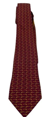 Salvatore Ferragamo Mens 58"x 3.5" Red W/ Yellow Foxes Silk Tie (TC5) Italy Made - Image 1 of 4