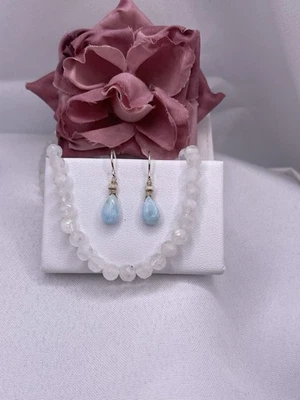 天然蓝色 Larimar Briolette 耳环 0.925 PETITE — 第 1/4 张图片