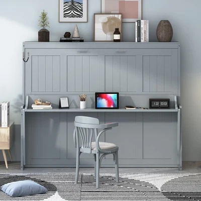 Cama de día de tamaño completo con nido, marco de cama de día de madera con cajones de almacenamiento y lateral Foto 1 de 4