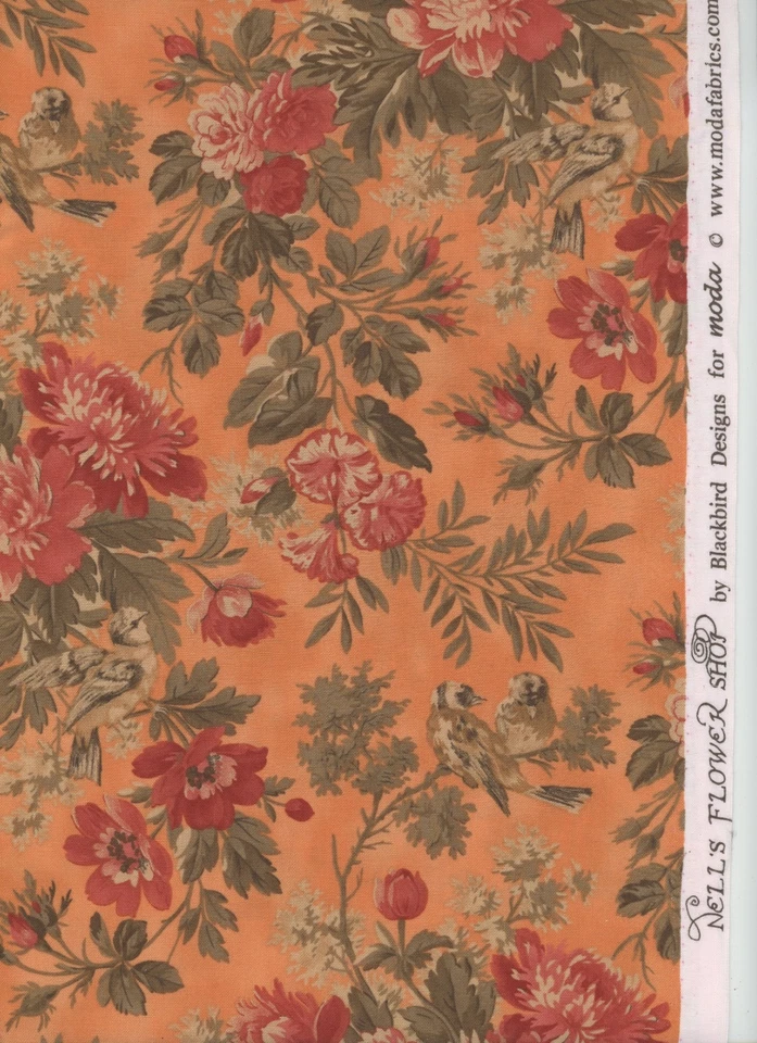 Nell's Flower Shop Blackbird Designs Moda Cotton Fabric 2 Yards - Image 1 of 1