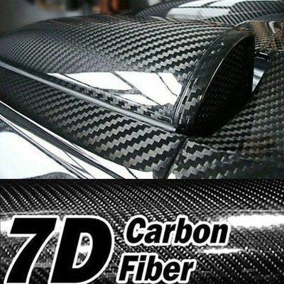 7D Premium HIGH GLOSS Carbon Fiber Vinyl Film Wrap Bubble Free Air Release - Imagem 1 de 4