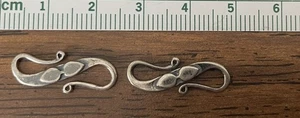 TWO (2) Sterling Silver Bali-style Hook & Eye Clasps - Leaf Design - Picture 1 of 1