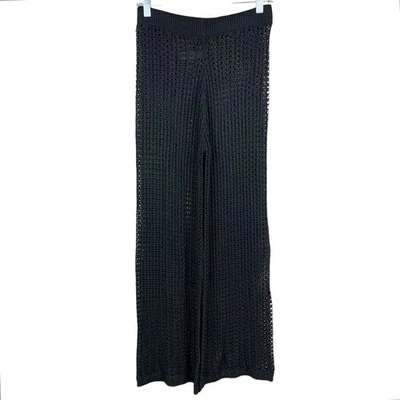Pantalones de punto abiertos negros corte bota tiro alto playa encubrir fiesta para mujer M Foto 1 de 4