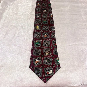 Vintage 1994 LOONEY TUNES MANIA Bugs Bunny Taz Tweety Marvin Martian Daffy Tie - Picture 1 of 7