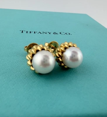 Tiffany & Co. Jean Schlumberger Acorn Earrings 18k Gold Pearl Stud Earrings 6.3g - image 1 of 4