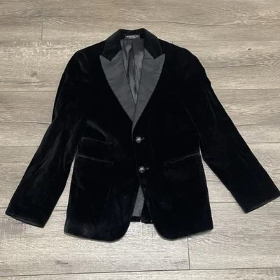 Chaqueta Abrigo Deportivo John Varvatos Niños Blazer Negro Terciopelo Talla 10 Foto 1 de 4
