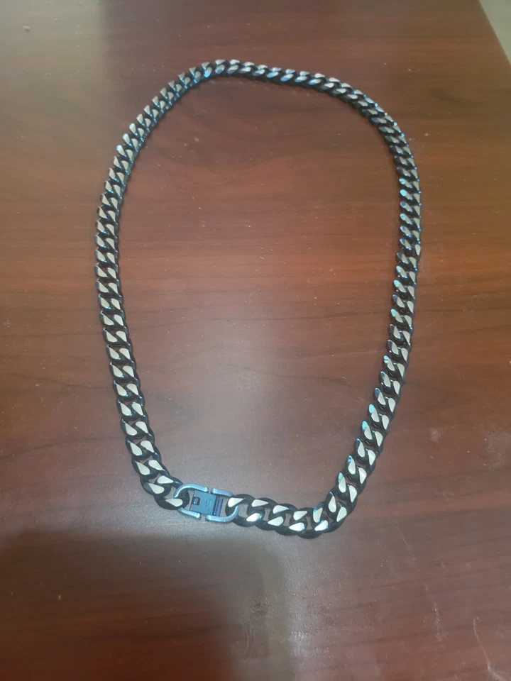 Collar de 24" de cadena de acero inoxidable tono azul y plata degradado LYNX Foto 1 de 1