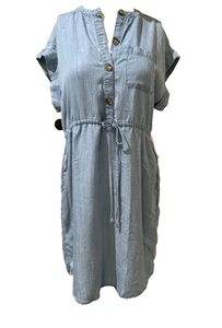 Time and Tru Womens Chambray Knee Length Dress Classic Capsule Sleeve SIZE Small - Picture 1 of 15