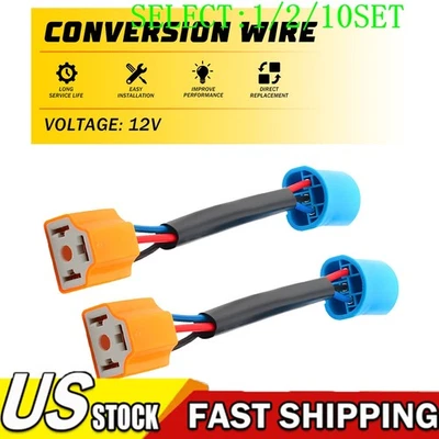 H4 Male to 9004 Female Plug Headlight Conversion Cable Wire Connector Adapter1~5 - Image 1 of 4