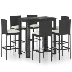 Garden Bar Set with Cushions Patio 3/5/7/9 Piece Multi Sizes Black/Grey vidaXL - Picture 1 of 46