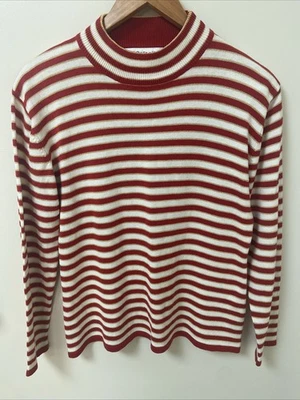 Suéter de Navidad de Colección JH Coleccionables Rojo Blanco Dorado Rayas Brillantes para Mujer Años 90 Foto 1 de 4