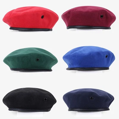 1 Pieza Boinas Ejército Estilo Ejército Gorra Boina Sombreros Transpirables Ajustables Adultos Boinas Foto 1 de 4