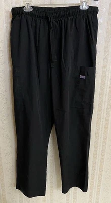 Cherokee Black Uniform Pants Large, Style 4000, Elastic Works Great, drawstring. - Image 1 of 4