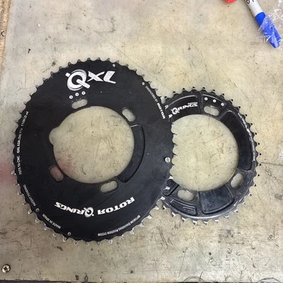 Rotor QXL-Rings 4x110 bcd Shimano 52/38 Tooth Oval Chainring Set - Image 1 of 4