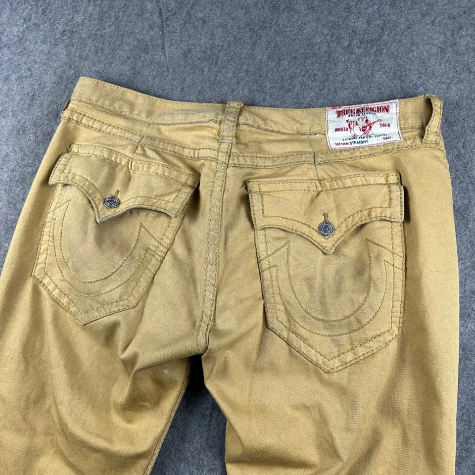 Y2K True Religion Men Jeans Size 40x29 Actual Tan Grunge Skater Stitched Pinkman - Image 1 of 4