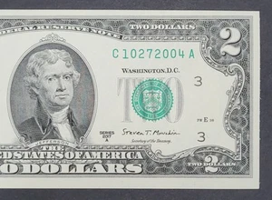 BIRTHDAY DATE NOTE FANCY SERIAL NUMBER 2 TWO $ DOLLAR BILL SERIAL # C 10272004 A - Picture 1 of 4