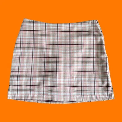 90's vintage baby pink plaid high waisted mini skort Size 12 fashion bug - Image 1 of 4