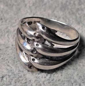 Vintage MD .925 Sterling Silver Dolphin Ring 4 Grams Size 8.5 - Picture 1 of 13