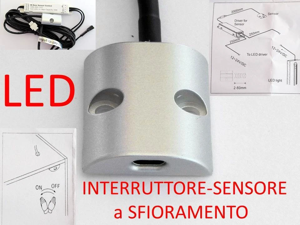 Interruttore Professionale LED a sfioramento 12-24V striscie G4 sensore TONDO  - Immagine 1 di 1